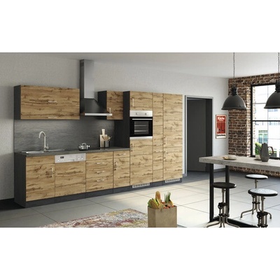 Held Möbel Kuchyňský blok Sorrento 360 cm barva čela dub matný barva korpusu grafit matný