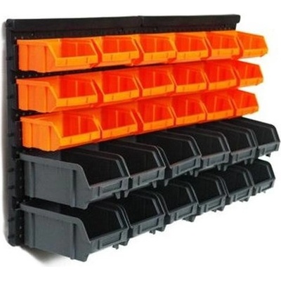 DEMA 40764D Nástenný závesný regál / organizér s 30 boxami na skrutky a náradie KSR30