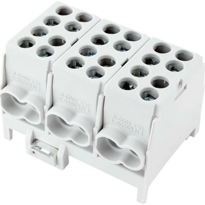 Pollmann Elektrotechnik 1000294 Svorkovnice rozbočovací HLAK 25 3/6 S, 100A, 3pól., AL/CU, IP20, šedá, na DIN /2080305