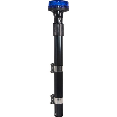 LED maják, 12-24V, 12x3W modrý s teleskopickou tyčí na motocykl, ECE R10 , WL151TTBLU