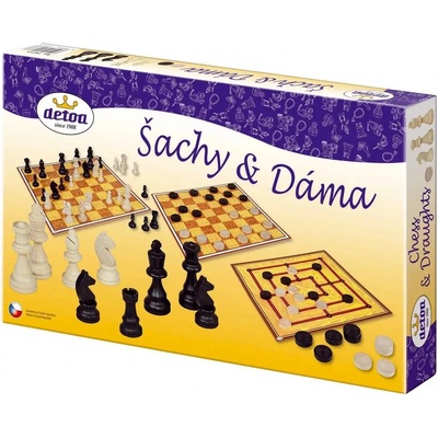 Detoa DETOA DŘEVO Hra Šachy a dáma 2v1