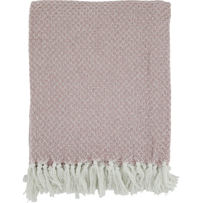 Chic Antique Bavlněný růžový pléd se vzorem a třásněmi Aix Vintage 150x130