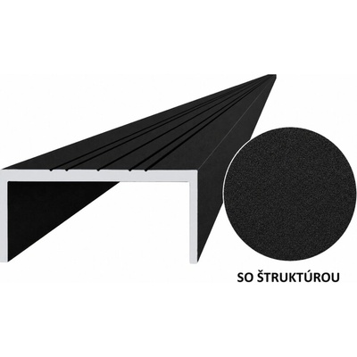 Hliníkový uchycovací profil pro lamely, tvar U, šířka 50 mm, černá RAL9005, se strukturou 2m +/- 5mm (AL-UP3-CS-2)
