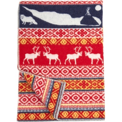 Klippan Švédsko Vlněná Sarek multi red Multi deka 130x180