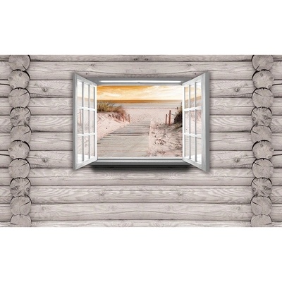 Preinterier FT2732 Fototapeta na stenu Most na pláž na drevenej stene vlies 104cm x 70cm