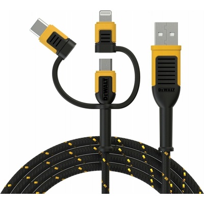 Dewalt DXMA131-1356-DWG USB USB-A - USB-C + microUSB + Lightning 1,8m černý