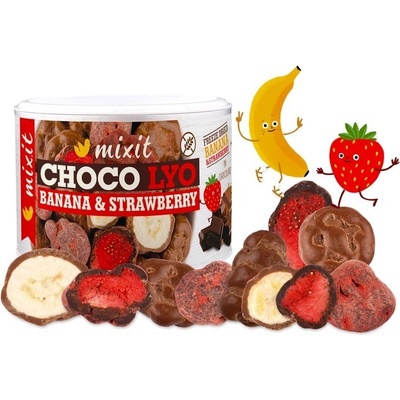 Mixit chrumkavé banániky a jahody v čokoláde 150 g
