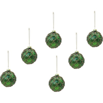 Textilomanie Sada 6 ks vianočných ozdôb GREEN SPARK sklenené 8 cm, zelené