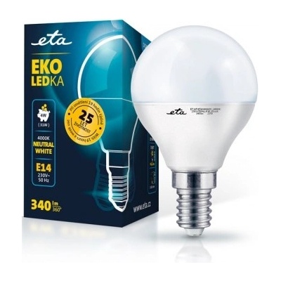 ETA EKO LEDka mini globe 4W, E14, neutrální bílá ETAP45W4NW01