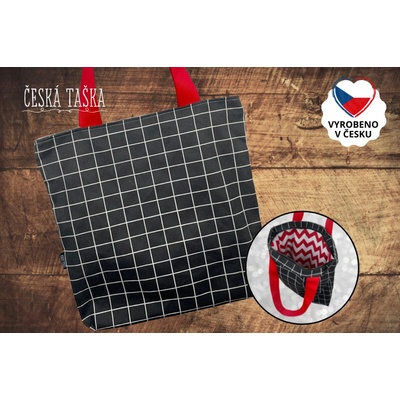 Česká Taška Taškokabelka GRID XL Česká ručně šitá taška s podšívkou a zipem 50×50 cm