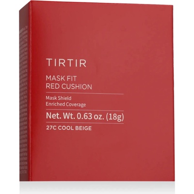 TIRTIR Mask Fit Red Cushion dlouhotrvající make-up v houbičce s vysokou UV ochranou 27C Cool Beige 18 g