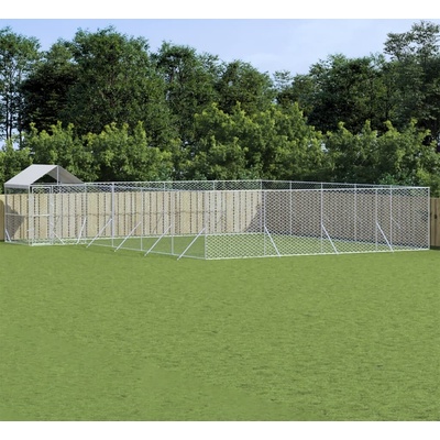 vidaXL Venkovní psí kotec se střechou stříbrný 1000 x 800 x 250 cm