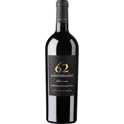 San Marzano 62 Anniversario Primitivo di Manduria Riserva 2019 Červené 14,5% 0,75 l (holá láhev)