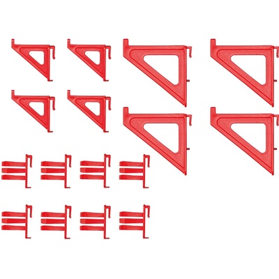 PROSPERPLAST Sada držáků BINEER HOOKS na montážní panely, červené, 16 ks