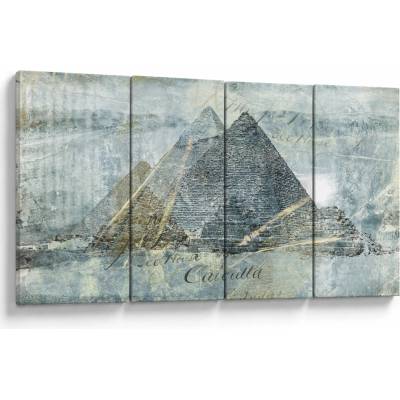 Obraz - Pyramídy v modrom filtri, štvordielne 160x80 cm