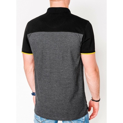 Ombre Clothing pánské polo tričko s límečkem Royce černo-tmavě šedé