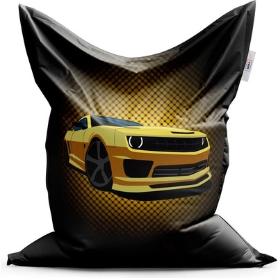 Sablio Sedací vak Chevrolet Camaro Žlutá mřížka 150x100 cm