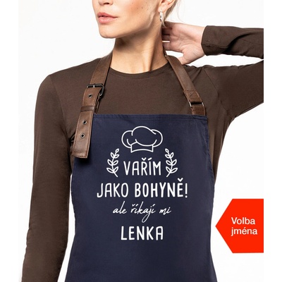 Kariban Zástěra pro ženy se jménem Exclusive Vařím jako bohyně ale říkají mi.. Tmavě modrá Navy
