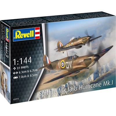 Revell Spitfire Mk.Ia & Hurricane Mk.I Model Set dvou letadel 31 dílů 1:144