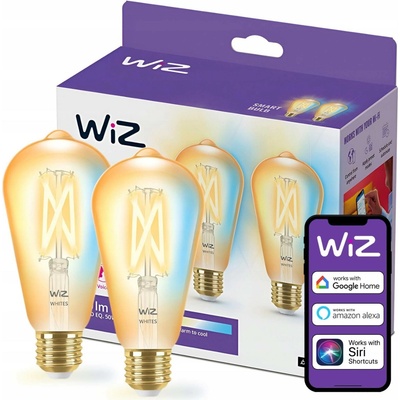 WiZ SET 2x LED žárovka E27 ST64 Filmant amber 6,7W 50W 640lm 2000-5000K IP20, stmívatelné