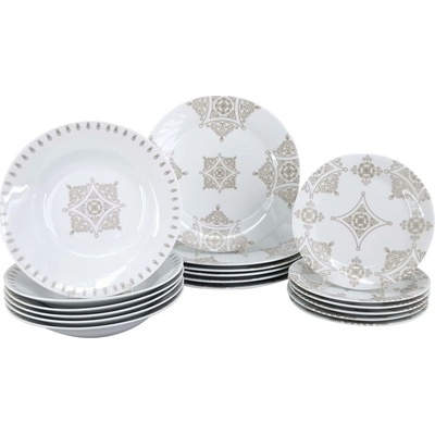 by inspire porcelánová sada talířů Ronda Baroko taupe 18 ks – Hledejceny.cz