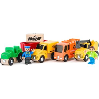 Woody Užitkové vozy set 4 autíčka se 2 figurkami doplněk k vláčkodráze