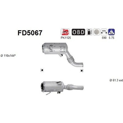 Filter sadzí pevných častíc výfukového systému AS FD5067