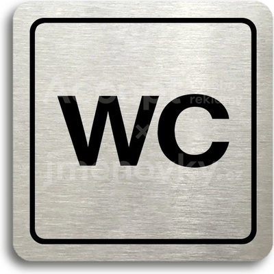 ACCEPT Piktogram WC - stříbrná tabulka - černý tisk