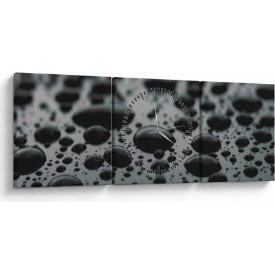 Obraz kvapiek vody (s hodinami), trojdielne 90x30 cm s hodinami