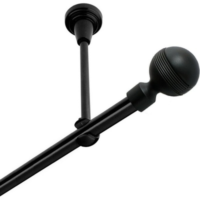OK-GarnýžeCZ Garnýž kovová jednořadá 19mm Gabi černá 150 cm do stropu / na tunýlek - bez kroužků
