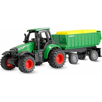 Amewi Trade GmbH Mini RC kovový traktor s přívěsem RTR 1:64 zelený