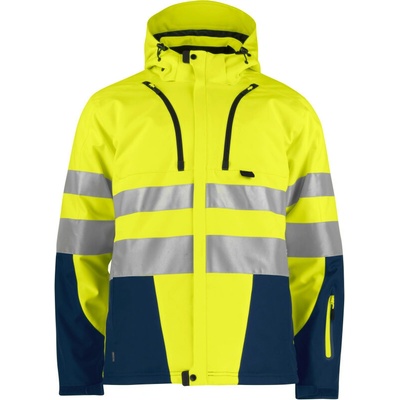Projob 6420 Padded softshell reflexní bunda unisex hi vis žlutá fluorescent/navy