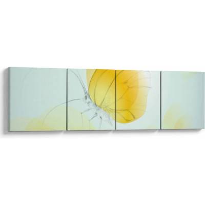 Obraz - Žltý motýľ, štvordielne 160x40 cm