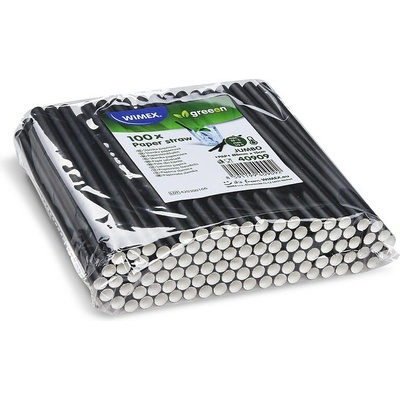 Wimex 40909 papírové brčko JUMBO 8 mm x 15 cm černé 100 ks