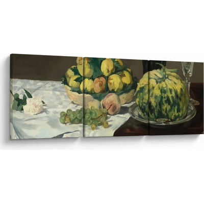 Obraz - Edouard Manet, Still Life with Melon and Peaches, reprodukcia, trojdielne 90x30 cm
