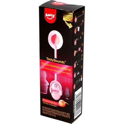 Amos Tasty Sounds hudební lízátko s možností nahrávání, s příchutí broskve 16 g –