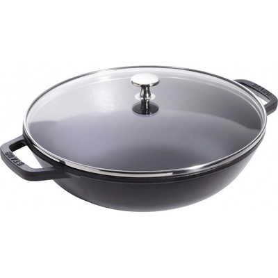 Staub Wok so sklenenou pokrievkou 30 cm čierny