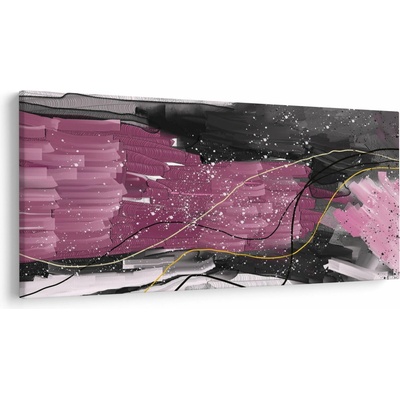 Obraz - Ružovo-čierna abstrakcia, jednodielne 250x125 cm