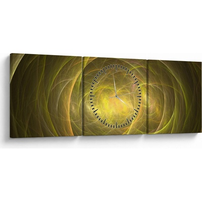 Moderný abstraktný obraz (s hodinami), trojdielne 90x30 cm s hodinami