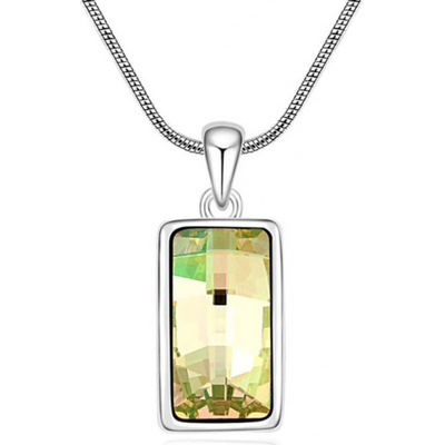 Glory Náhrdelník krištáľový obdĺžnik Swarovski elements zelený 159