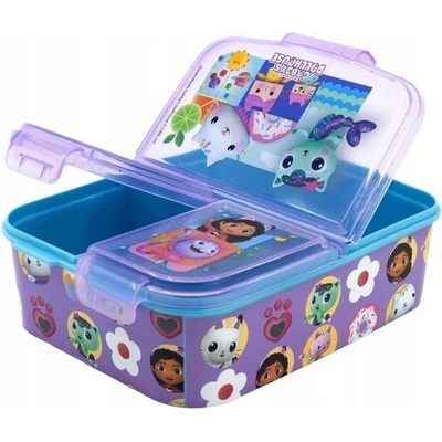 Raňajkový/obedový box STOR 21220 3 priehradky Cat House Gabi (fialový).