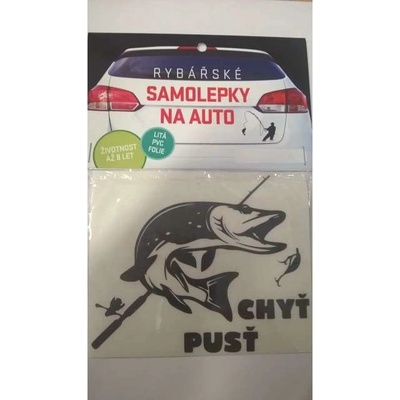 Samolepka štika chyť a pust stříbrná