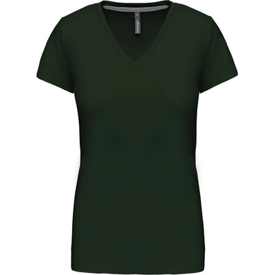Kariban Tričko V neck K381 dámské krátký rukáv 1TE K381 Forest Green