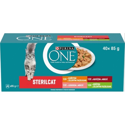 Purina One Sterilcat hovädzí kura losos morka v šťavě 40 x 85 g