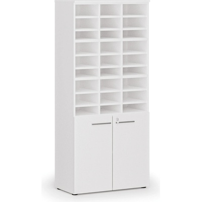 B2B Partner Třídicí regál s dveřmi PRIMO WHITE, 800 x 420 x 1781 mm 27 přihrádek bílá