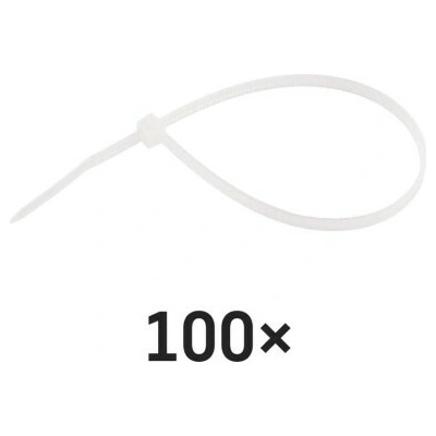 Emos A2846 Sťahovacie pásky biele 200×3.5mm 100ks A2846 - Pásky sťahovacie - O53mm, 18kg, nylon PA66