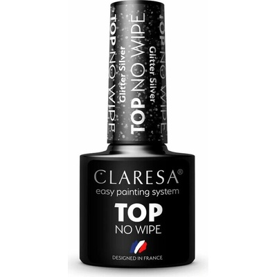 CLARESA Top Glitter Silver 5 g vrchný gél lak