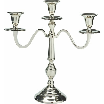 Svícen, stříbrný, 30 cm, mix 2 designů