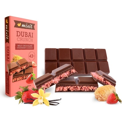 Mixit Dubajská čokoláda s jahodovou náplňou 70 g