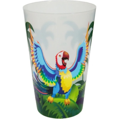 INJETON PLAST Vratný kelímek s potiskem Zvířátka Papoušek 500 ml